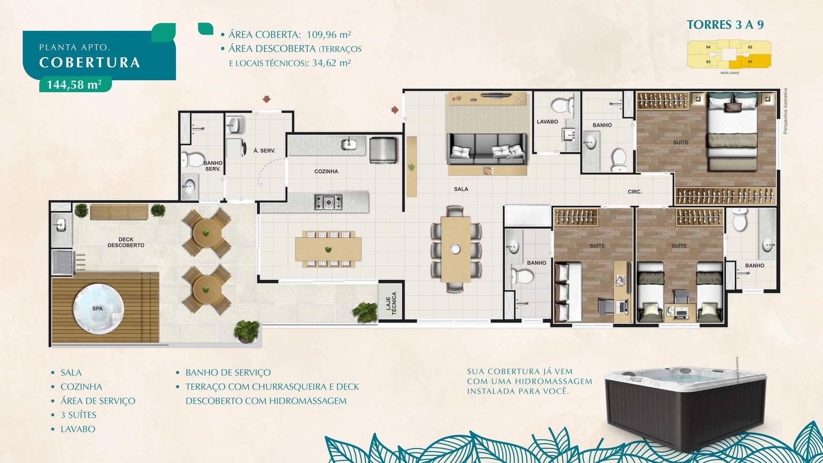 Cobertura — 144,58 m²